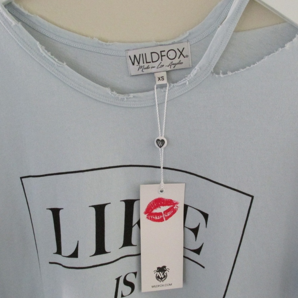 Wildfox | Light Blue Distressed Top T-Shirt - Picture 5 of 7